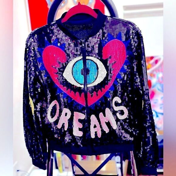 - Make me wanna Scream Evil Eye Sequin Jacket M/L NWT - Picture 5 of 9